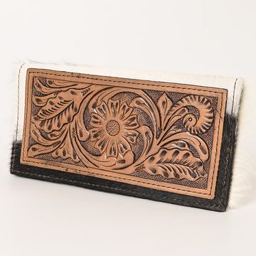OHLAY WALLET Hand Tooled Hair-on Genuine Leather women bag western handbag purse